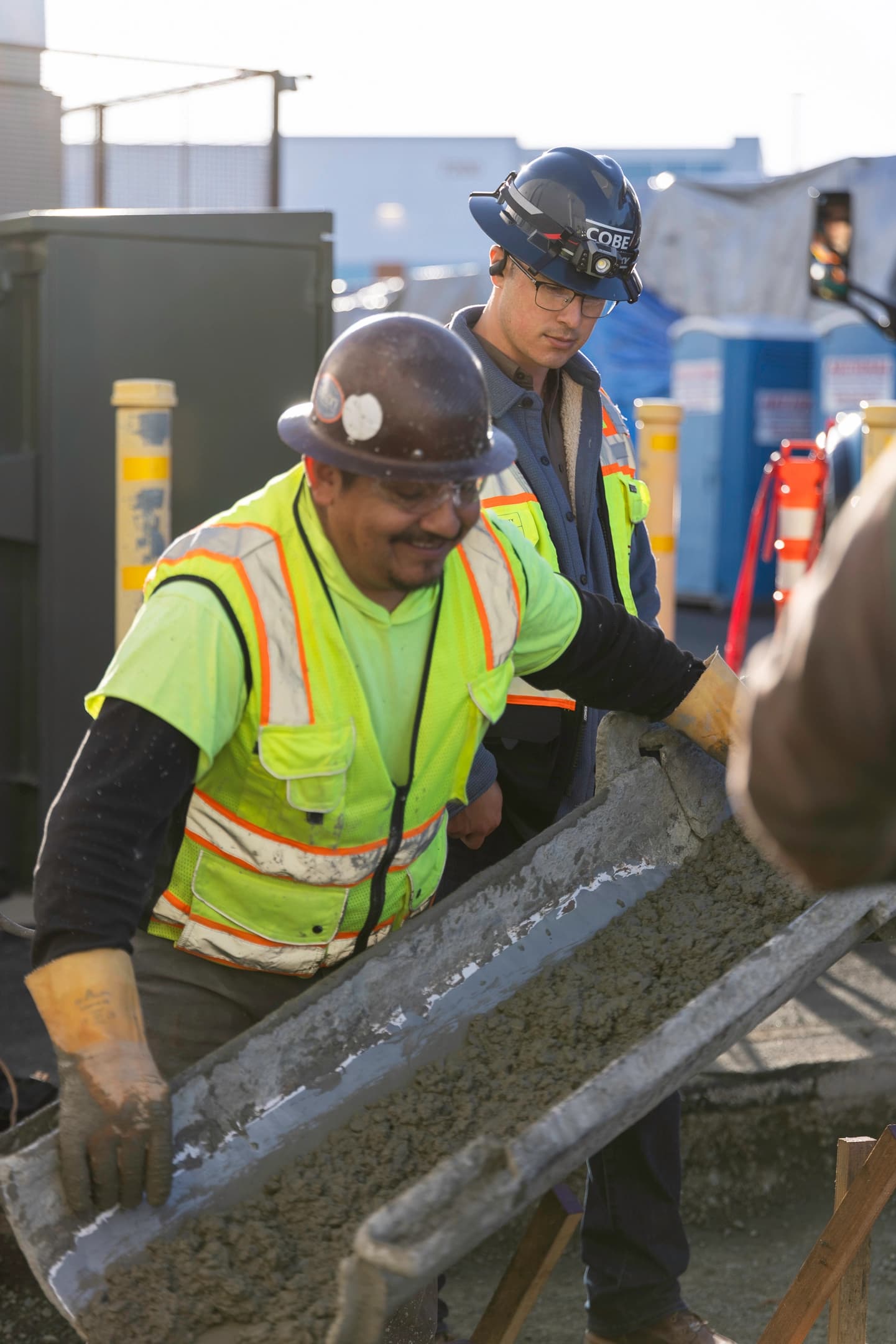 COBE crew during a concrete pour